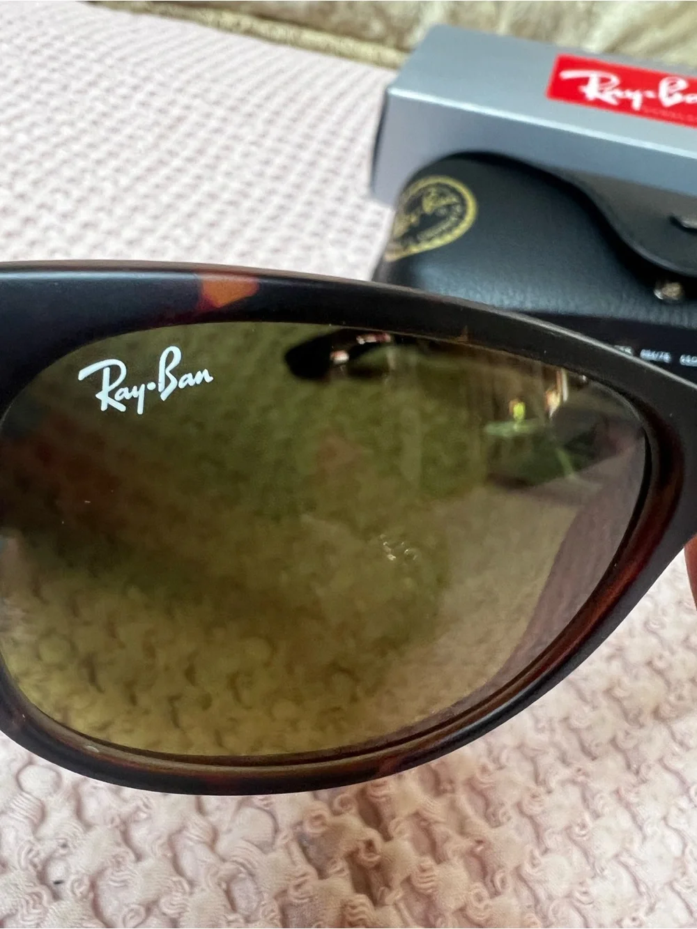 Ray-Ban RB2132 New Wayfarer 894/76 Tortoise Green Sunglasses 55mm